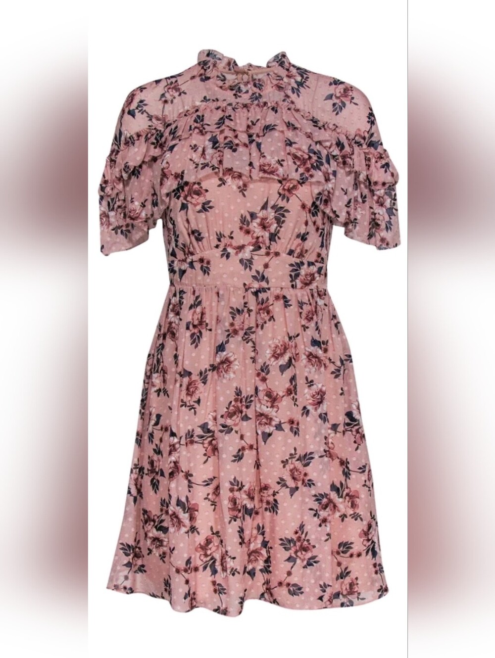 Kate Spade Women's Pink Floral Silk Ruffle Prairie Rose Dress Size 4